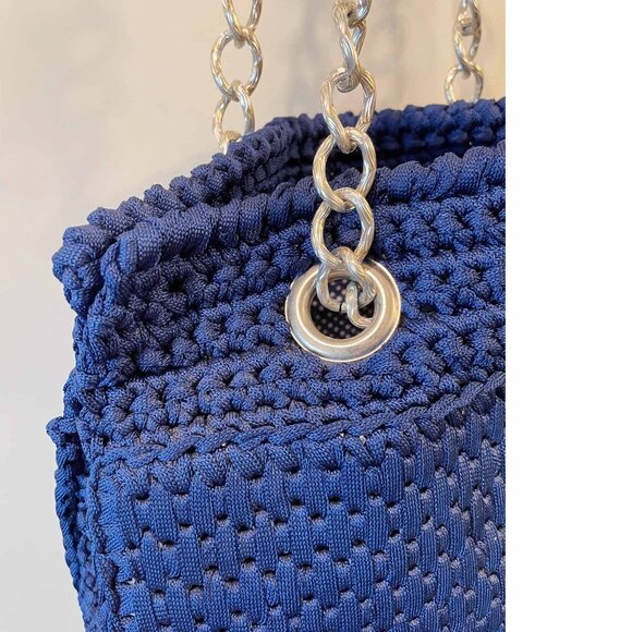 Navy Blue Crochet shoulder bag - Picture 3 of 10